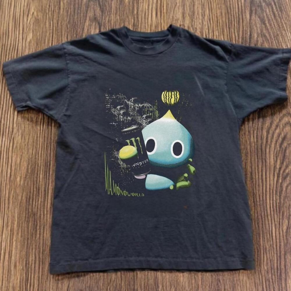 T-Shirt Blac K Monster Energy T-Shirt With Blue Graphic (Size M)